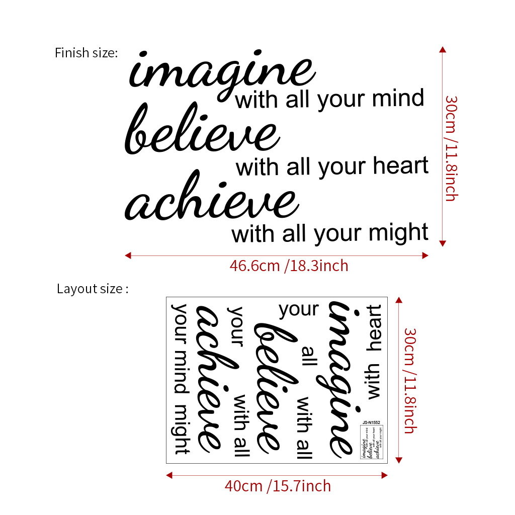 Nunca te rindas inspirador Estilo nórdico pegatinas simples SERIE DE JS-N transfronteriza dormitorio sala de estar decorativas pegatinas de pared image 5