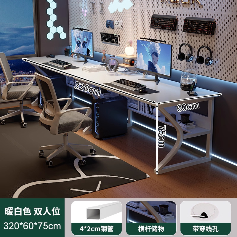 Mesas de dos personas, mesas de computadora blancas, mesas de escritorio, mesas de trabajo para el dormitorio, mesas de trabajo para el hogar con brazo robótico.