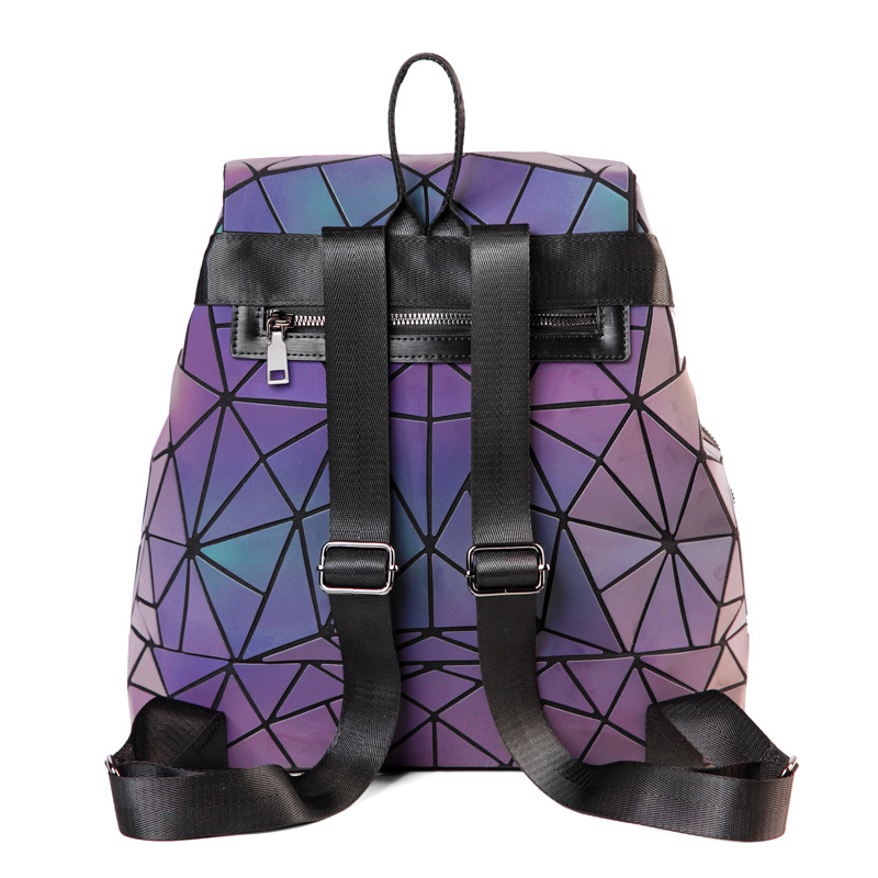 New Double Shoulder for Men and Women Universal Illusionary Geometry Diamond Grid Computer Backpack with Side Zipper_voghion.com