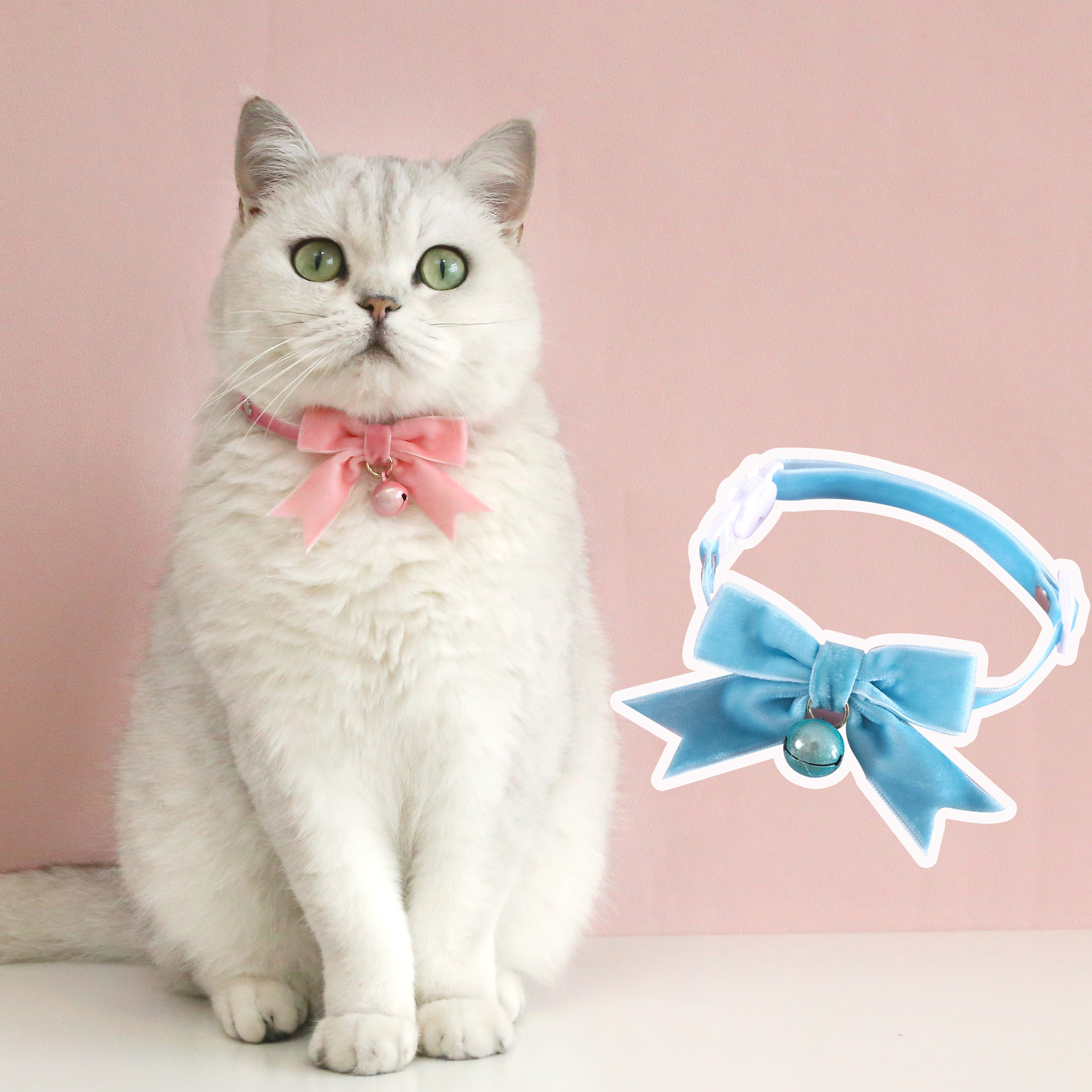 Mascotas gatos perros conejos de seda de ensueño arco anti-asfixia collar campana de agua ajustable collar princesa