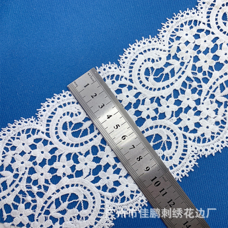 Nuevo 10cm encaje soluble en agua no elástico encaje hueco pestañas encaje blanco leche código de barras accesorios de ropa infantil