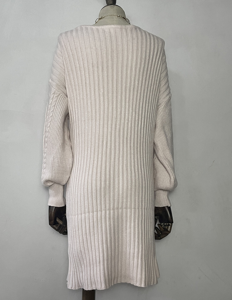 Damen Strickpullover Twist Mittellanger Rock Pullover_voghion.com