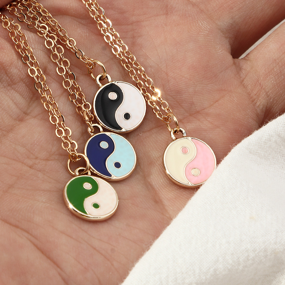 simple Yin Yang Tai Chi oil drop earrings color gossip necklace