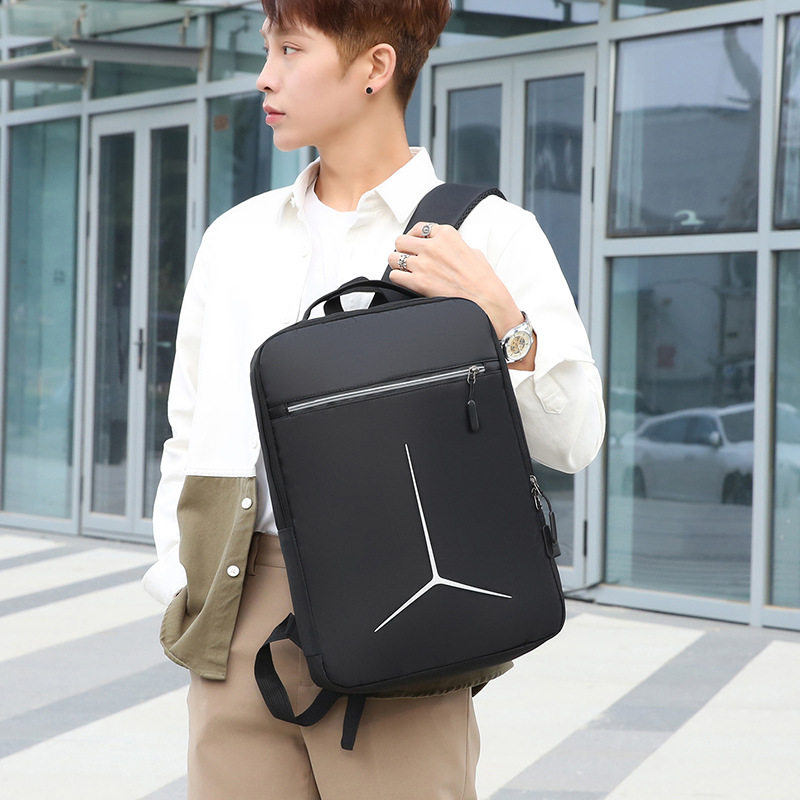 2023 New Backpack Foreign Trade Cross-border Business Backpack USB Interface Water Grab Resistant