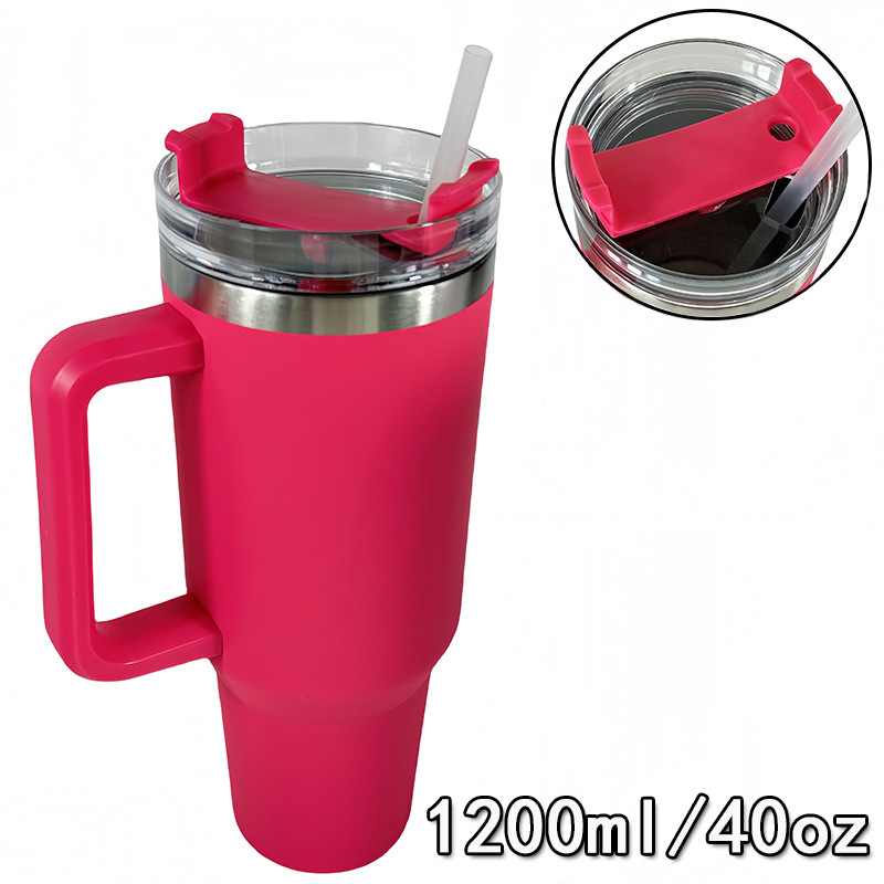Taza de coche de acero inoxidable 304 nueva transfronteriza Taza de mango portátil de generación 40oz Taza de vacío de doble pajita