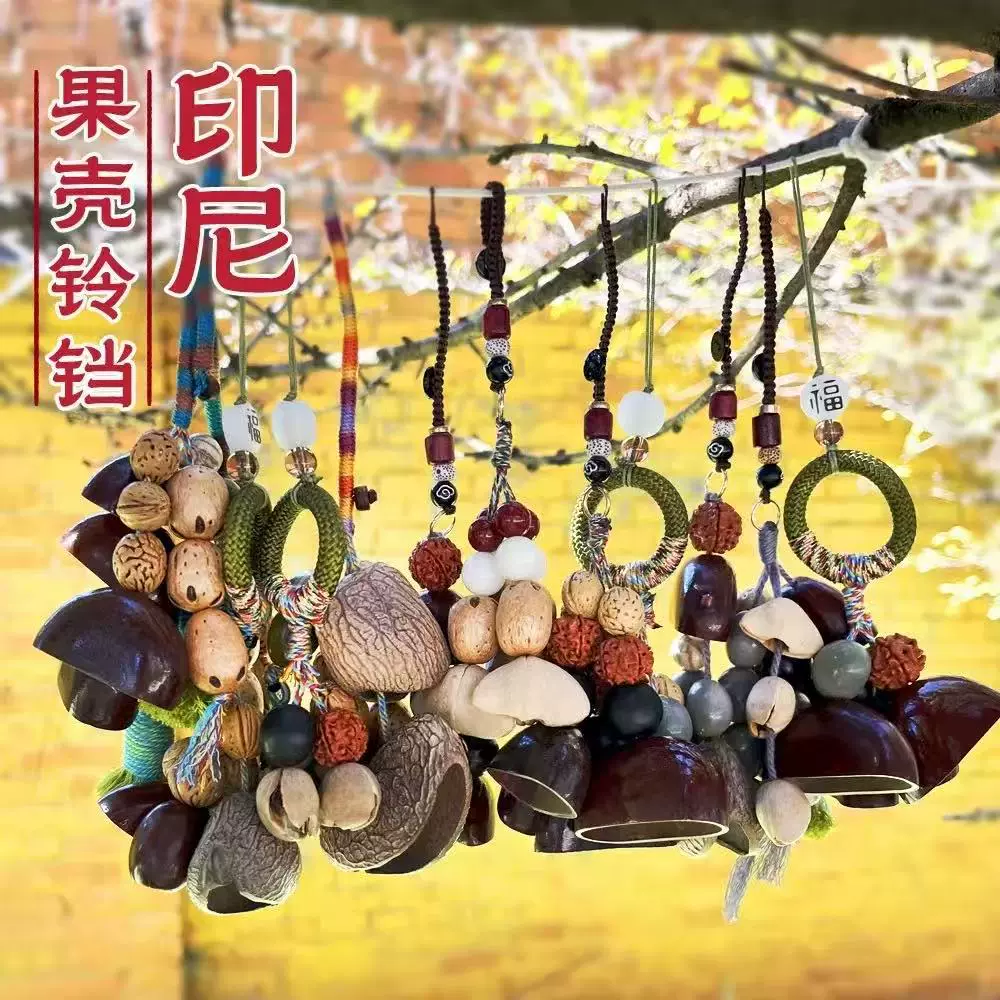 天然果壳摇铃风铃包包配饰挂件手工编织森系植物果壳挂铃背包挂饰