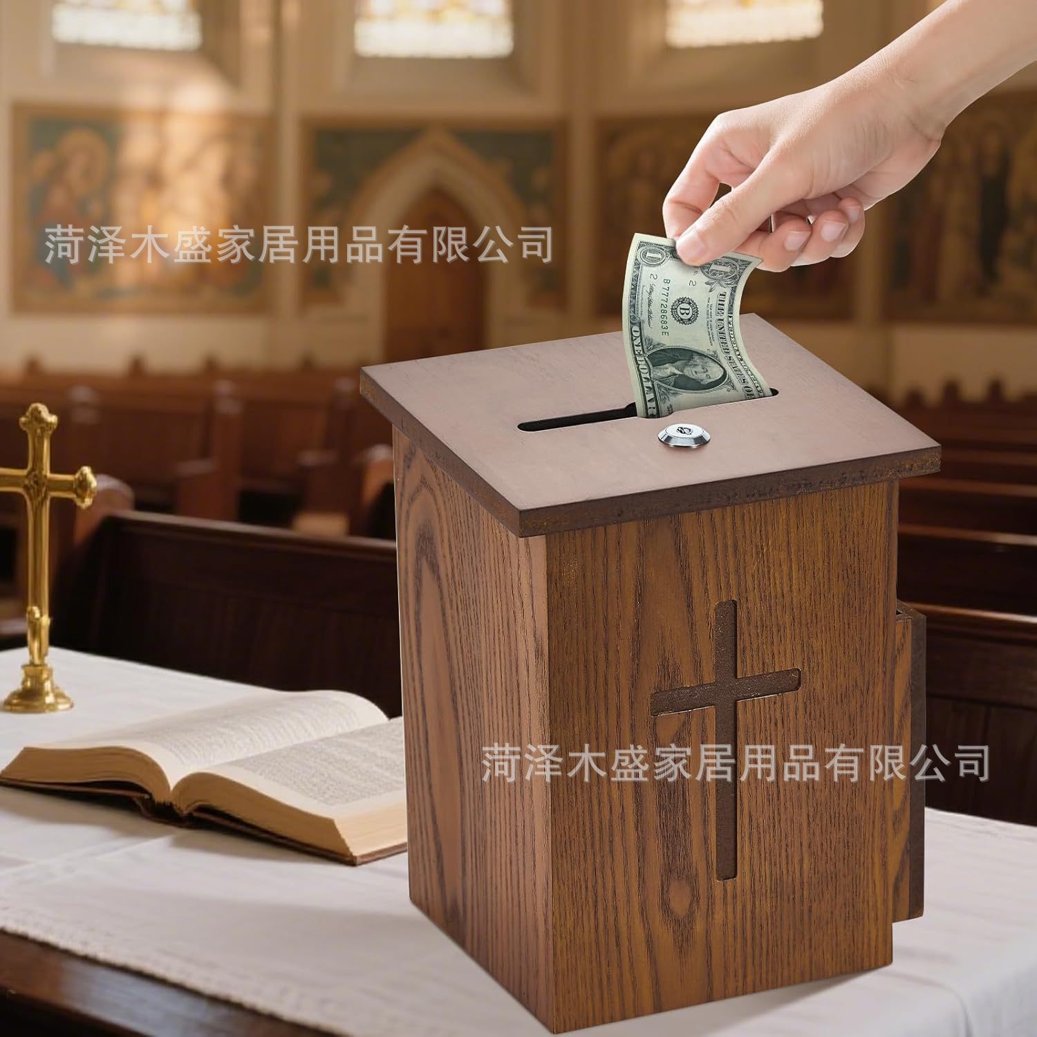 教堂收纳盒木质意见箱奉献箱感恩节捐款箱慈善筹款盒信件箱-阿里巴巴