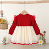 Lace autumn small princess costume with bow, knitted skirt, children's clothing, 2023, long sleeve