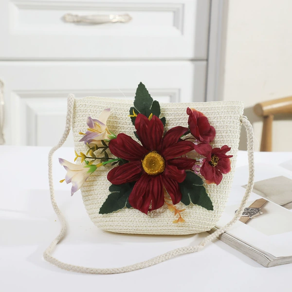 Burgundy artificial bouquet large white