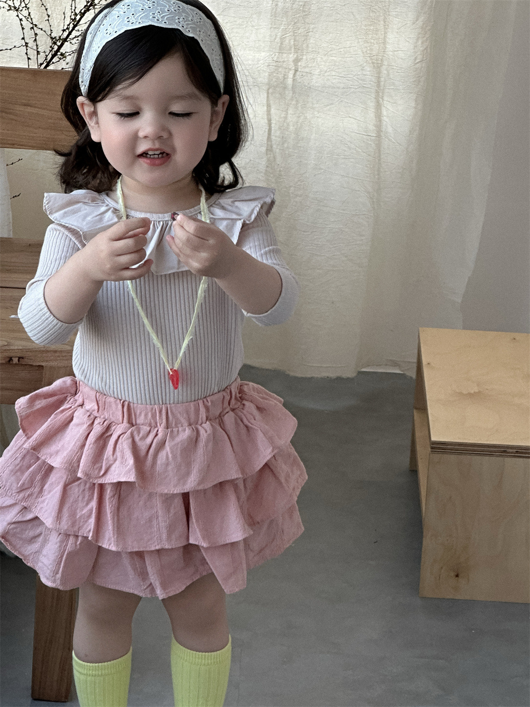 Conjunto de Blusa y Falda Corta Mameluco para Niñas de Algodón, Manga larga para Otoño