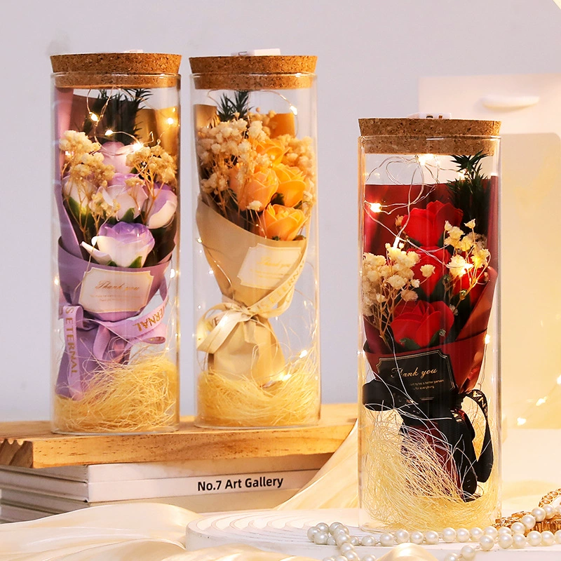 Подарочная стеклянная открытка ко Дню матери с букетом пожеланий Rose Eternal Bouquet Ornament Creative Dried Flowers 520 оптовая продажа