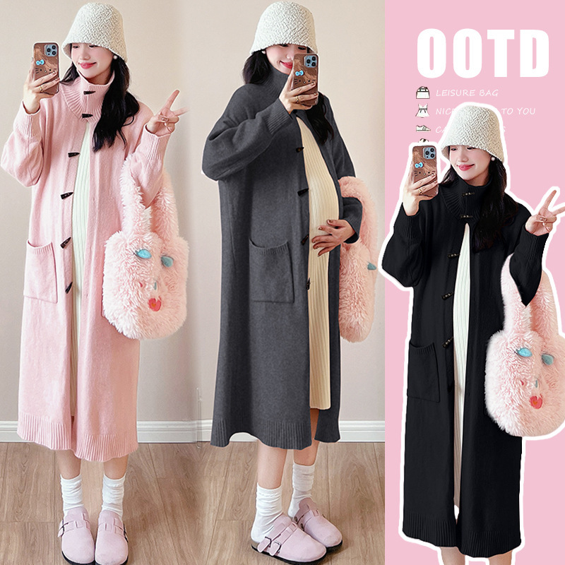 New 2024 Maternity Explosions Cool Corner Buckle Long Knitted Sweater Turtleneck Base Skirt suit