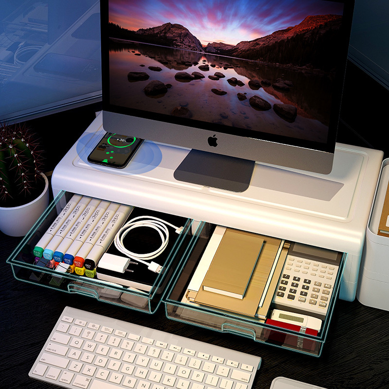 Cross-border Computer Heightening Rack Pad Desktop Monitor Screen Base Office Desktop Wireless Charging Storage Shelf