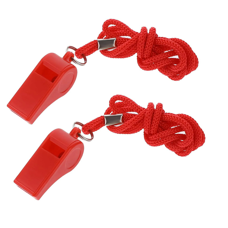 Spot High-Quality Abs Red Plastic Fan Cheering Whistle Outdoor Survival Whistle Competition Timing Whistle