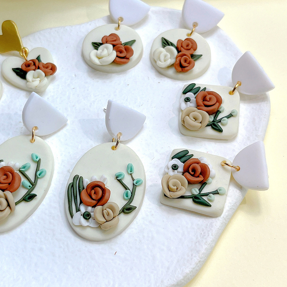 Simple Style Flower Soft Clay Stoving Varnish Women's Drop Earrings 1 Pair display picture 6