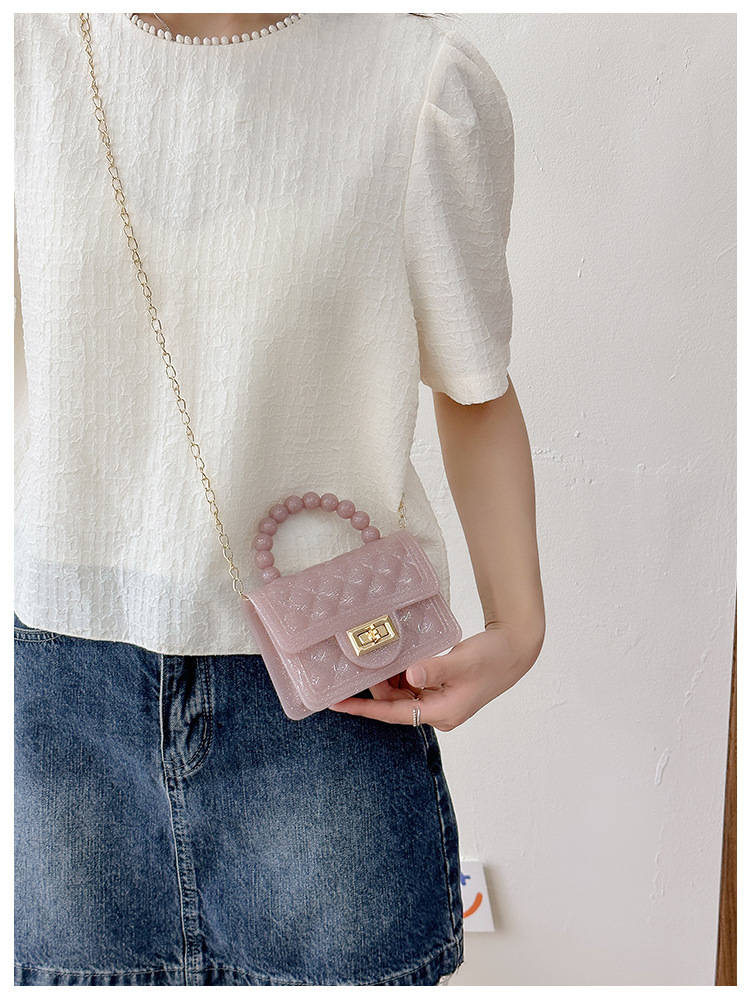 157g Weight Polyester Lining Material Flip Cover Closure Type Single Shoulder Strap Strap Type Jelly Bag Bags Type Casual, Holiday Occasion PVC Material Solid Color Pattern All Seasons Season Women's Gender Basic, Classic Style Style Square Shape Small Size Women's Small PVC Solid Color Basic Classic Style Square Flip Cover Jelly Bag 17