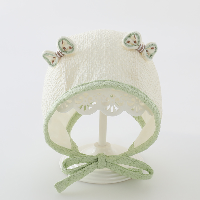 Sombrero de bebé primavera y otoño delgado arco extranjero gorro princesa primavera recién nacido gorro de bebé gorro de corte