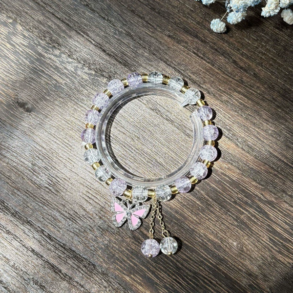 Flower Flash Diamond Bowla Light Purple Bracelet#SZ206