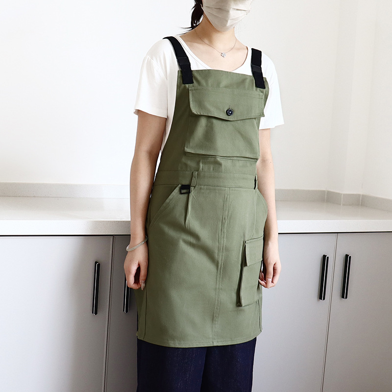 Transfronterizo Amazon poliéster algodón delantal logotipo personalizado herramientas barista ropa de trabajo delantal de cocina casero personalizado