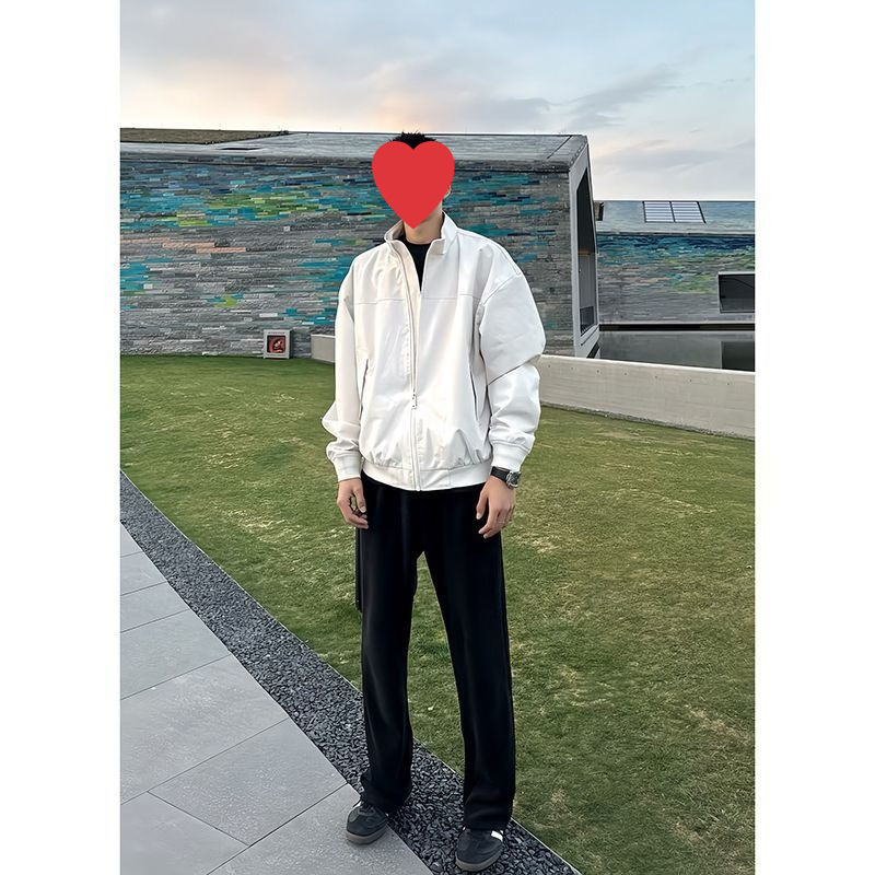 Cross-Border Silhouette American Pilot Jacket Men's Spring Right Shoulder Work Jacket Stand Collar Three-Proof Soft Shell Short Style