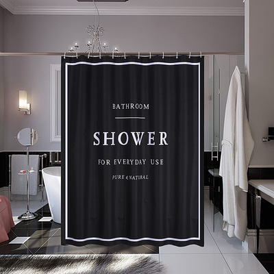 New cross border waterproof TOILET partition Shower Curtains Simplicity black english letter Shower Curtains Shower curtain manufacturer
