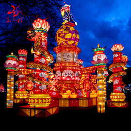 承接商业广场花灯亮化工程传统节日城市美陈灯光节场地布置灯笼