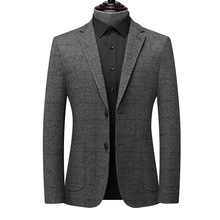 专柜秋冬新款格纹男士西装外套羊毛呢保暖经典百搭男西服单件上衣