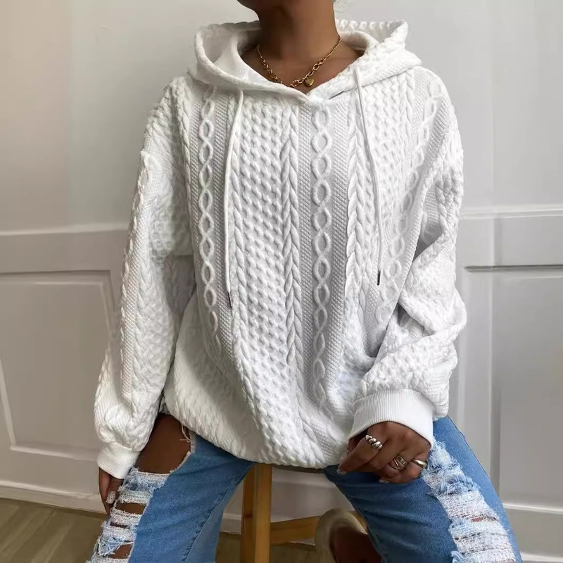 in stock wholesale Amazon new European and American women's casual jacquard loose hooded fashion long sleeve knitted sweater in stock wholesale Amazon new European and American women's casual jacquard loose hooded fashion long sleeve knitted sweater