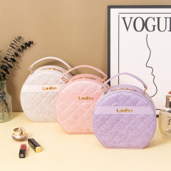 時尚大容量半圓手提化妝品收納包便攜出行高級化妝箱伴娘伴手禮盒