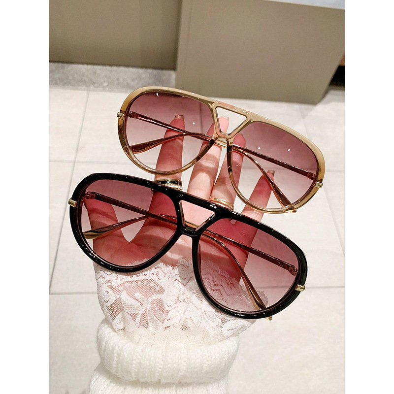 New Fashion Cross-Border Aviator Style Double Bridge Sunglasses European and American Style Trendy Street Style Concave Shape Personalized Sunglasses
