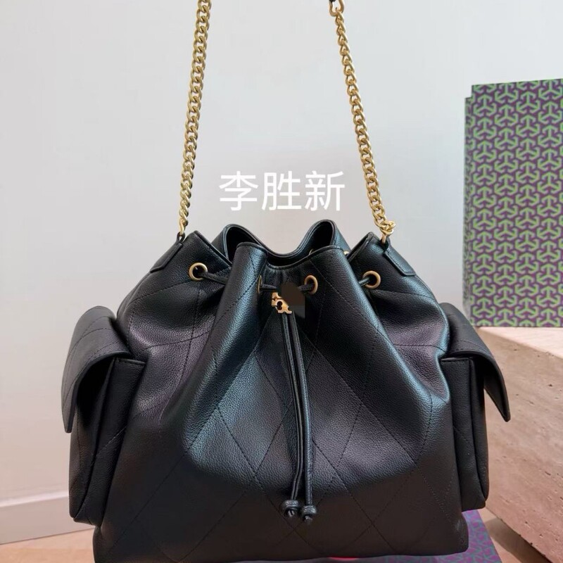 Celebrity-Inspired Genuine Leather Charlie Drawstring Shoulder Bucket Bag, Versatile for Commuting, Transformable Quilted Chain Women's Bag Celebrity-Inspired Genuine Leather Charlie Drawstring Shoulder Bucket Bag, Versatile for Commuting, Transformable Quilted Chain Women's Bag