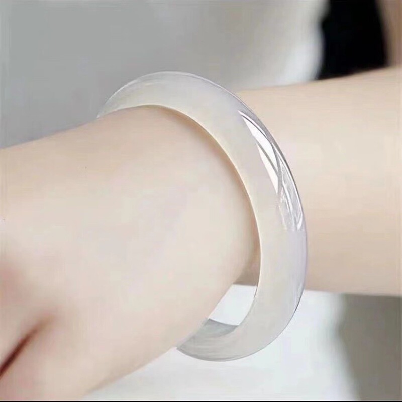 天然の氷種の高氷瑪瑙のブレスレットの白い月の光の腕輪の女性の金の翡翠の玉髄のレイシの冷凍の腕輪の玉の腕輪の氷透|undefined