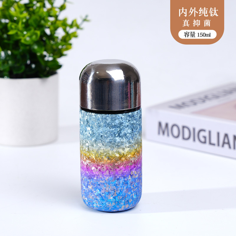 Taza de cápsula de titanio puro, mini taza de aislamiento térmico, taza de bolsillo portátil compacta y de alto valor para hombres y mujeres