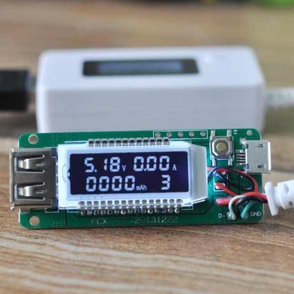 White -tailed LCD backlit LCD digital screen shows USB current meter…