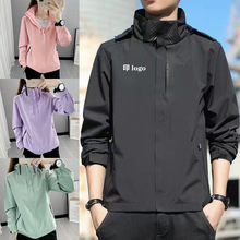 户外春秋防风防水冲锋衣徒步登山薄款单冲男女工作服风衣外套印字