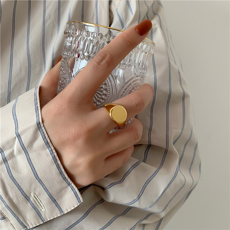 10g Weight Gold Plated Plating Material Rings Classification 1 Piece Quantity Holiday, Daily Occasion Stainless Steel Material Solid Color Pattern Women's Gender Plating Design Simple Style, Commute Style Simple Style Commute Solid Color Stainless Steel Plating Gold Plated Rings 4