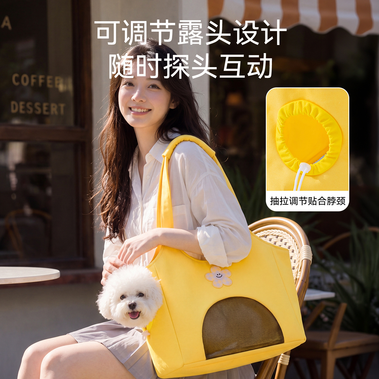 四季款宠物萌趣随行帆布包小型犬比熊泰迪外出包狗包单肩便携猫包