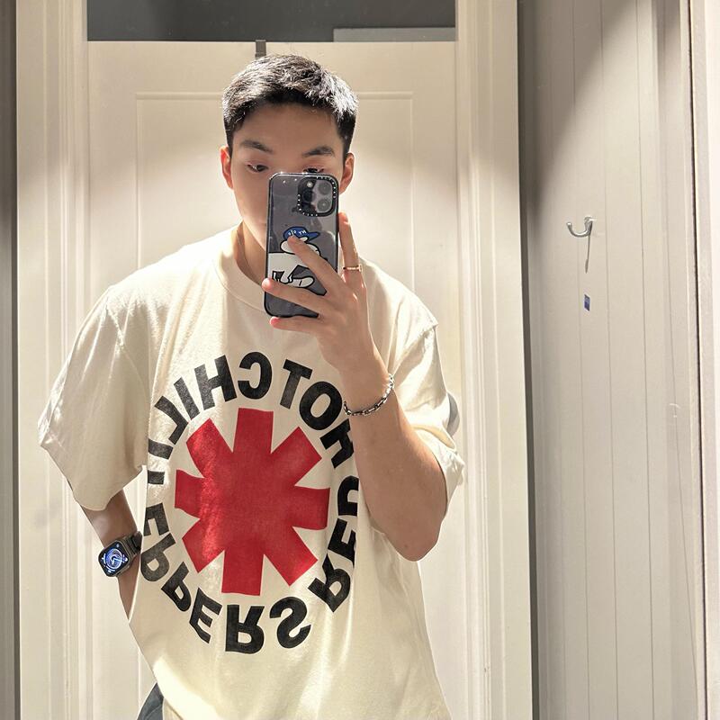 Niche fashion brand RED HOT CHILI PEPPERS American casual rock red pepper T-shirt men's and women's cotton