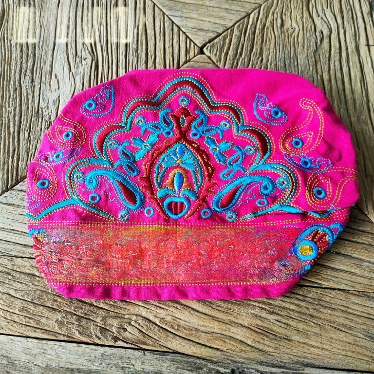 Chapeau haut de forme vide en toile brodée de style ethnique pour femmes, foulard élastique réglable pour voyage et photo_voghion.com