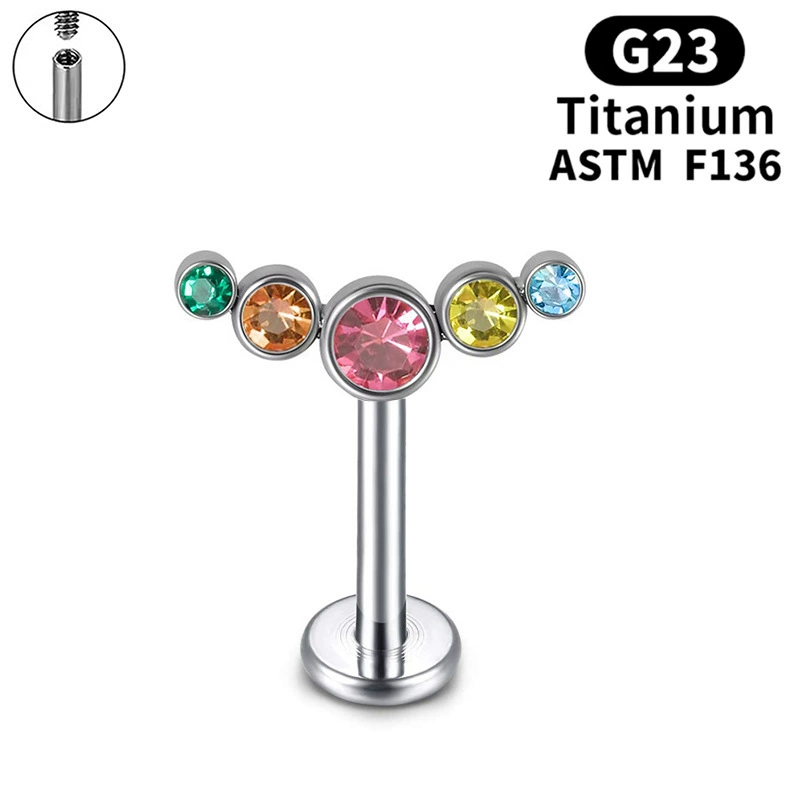 Earrings with zircon, lip piercing, accessory, 5 pieces