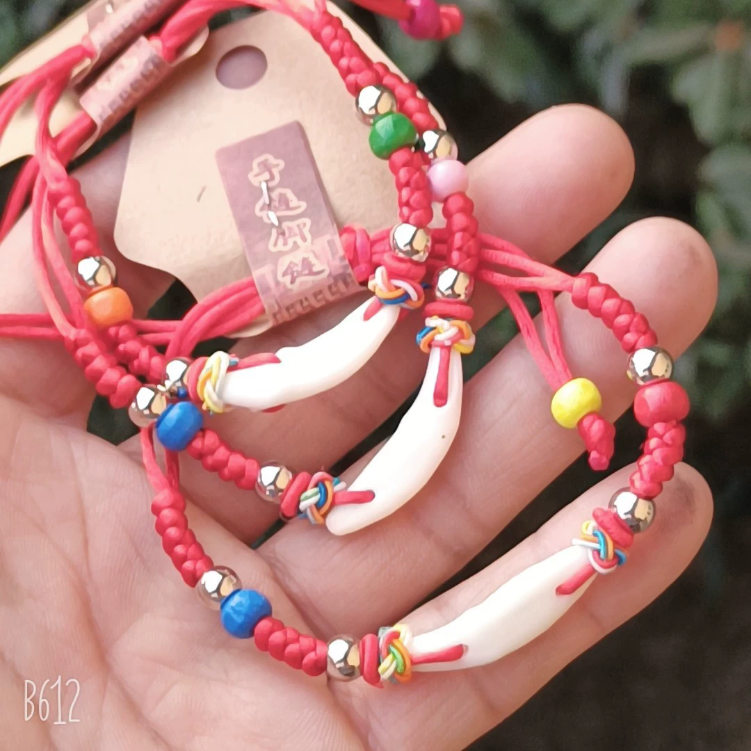 Woven Red Rope Bracelet, Miao/Tibetan Silver Alloy Charms, Ankle & Wrist, Multiple Styles