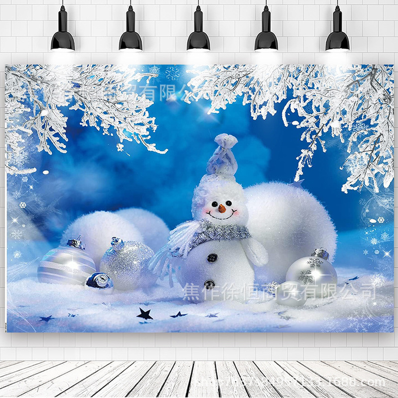 Amazon temu ホット販売雪だるま雪景色クリスマス背景布バナークリスマスパーティーの装飾小道具旗布|undefined