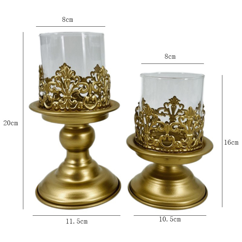 Vela grande retro estadounidense transfronteriza B & B Hotel Decoración suave Taza de vela de hierro forjado Accesorios de boda Porta de vela Adornos