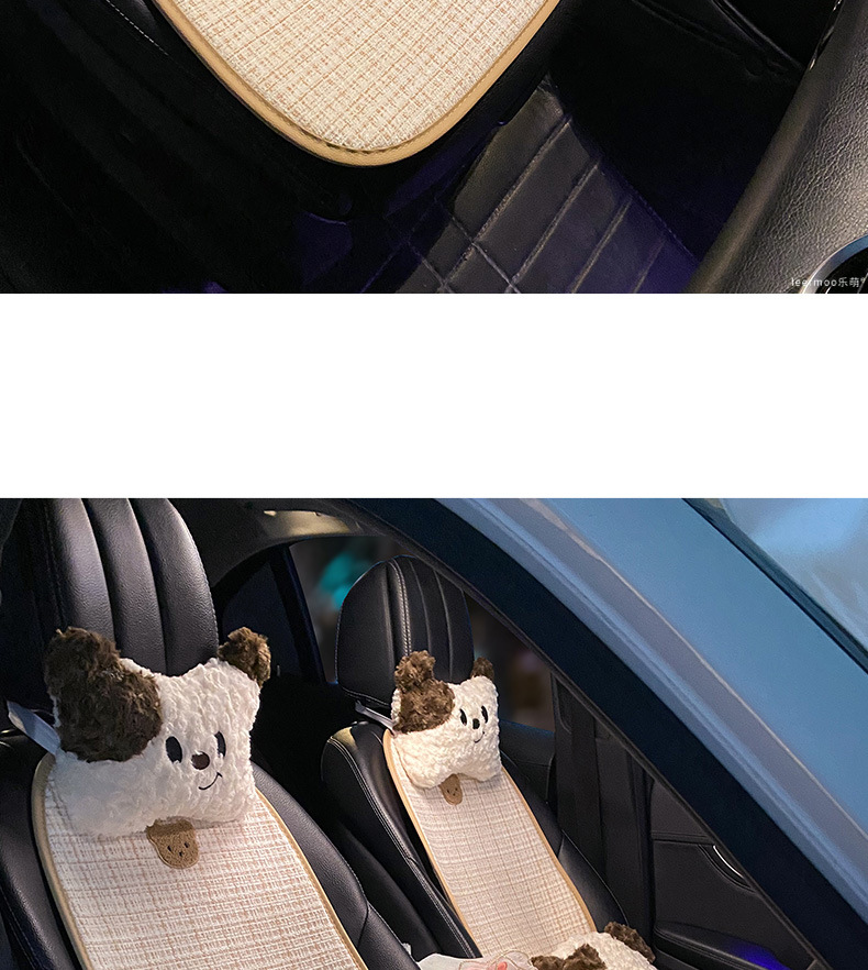 Car seat cushion universal four seasons linen car ventilated seat cushion summer cartoon cute seat cover anti-dirty and permeable women
