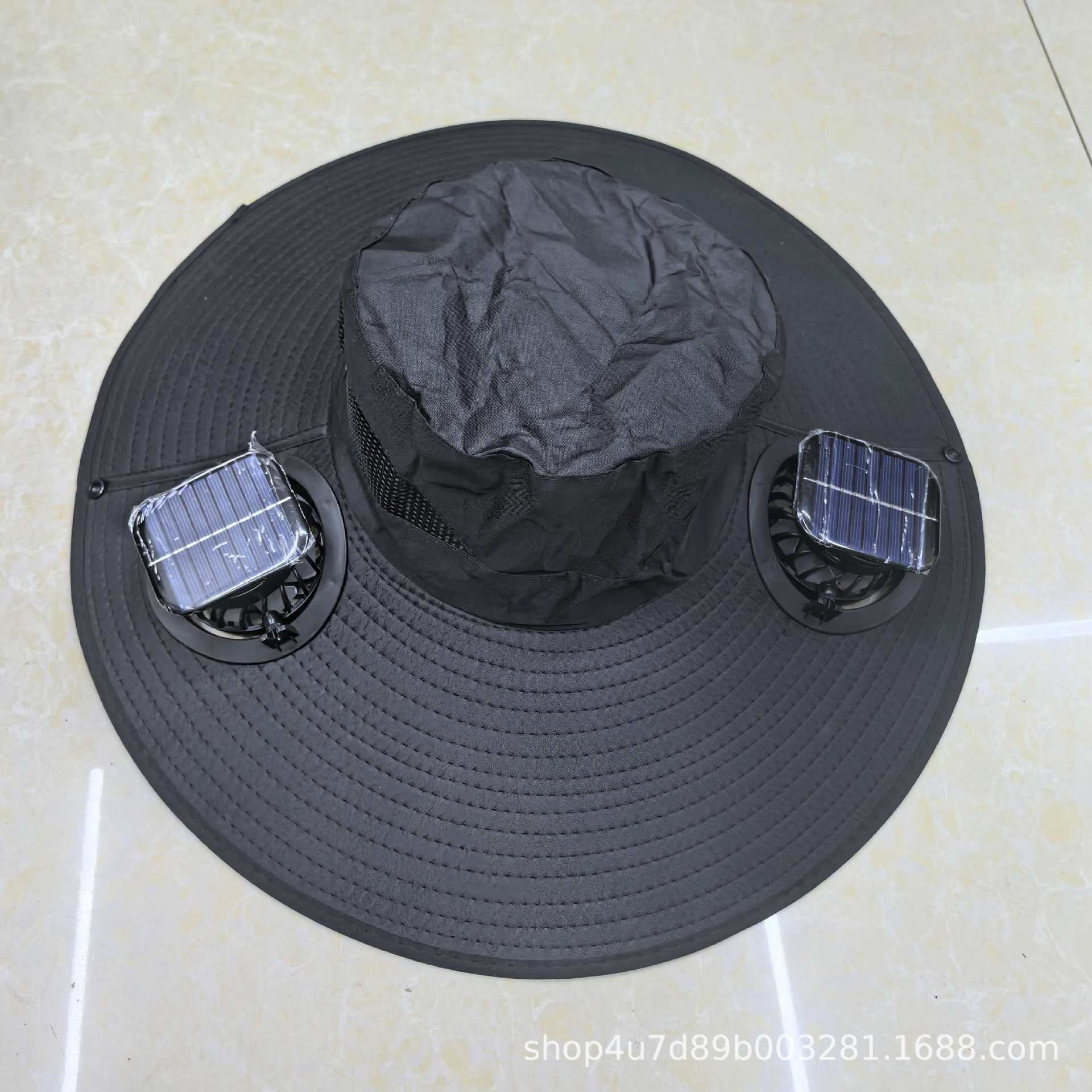Black square air fan solar-powered