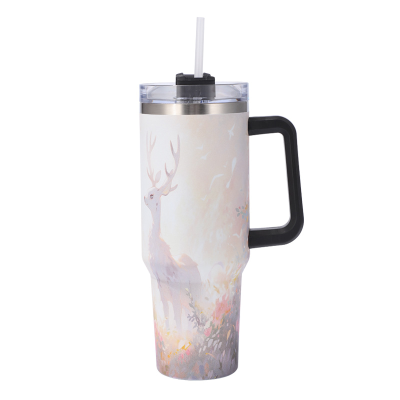 Transfronterizo Amazon 40Oz Coche Taza 304 taza de vacío de acero inoxidable de gran capacidad de coche Calentador de hielo de paja Fría Taza