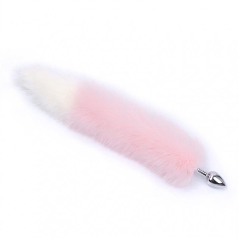 Stainless Steel Fox Tail Anal Plug with Pull Beads for SM Role Play — detail image 4