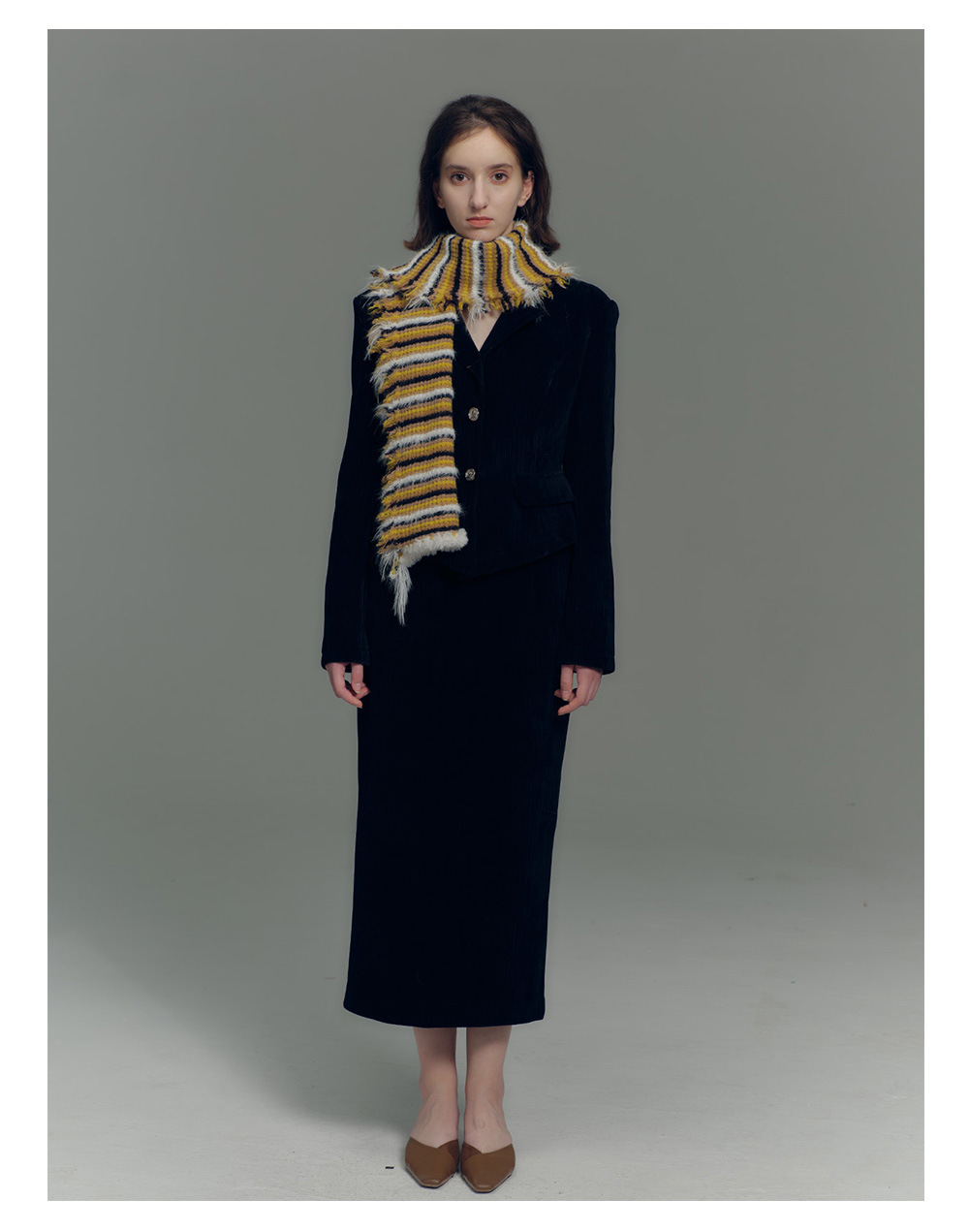 Damen Strickschal Im Vintage Look Gestreifter Wollschal Für Winter_voghion.com