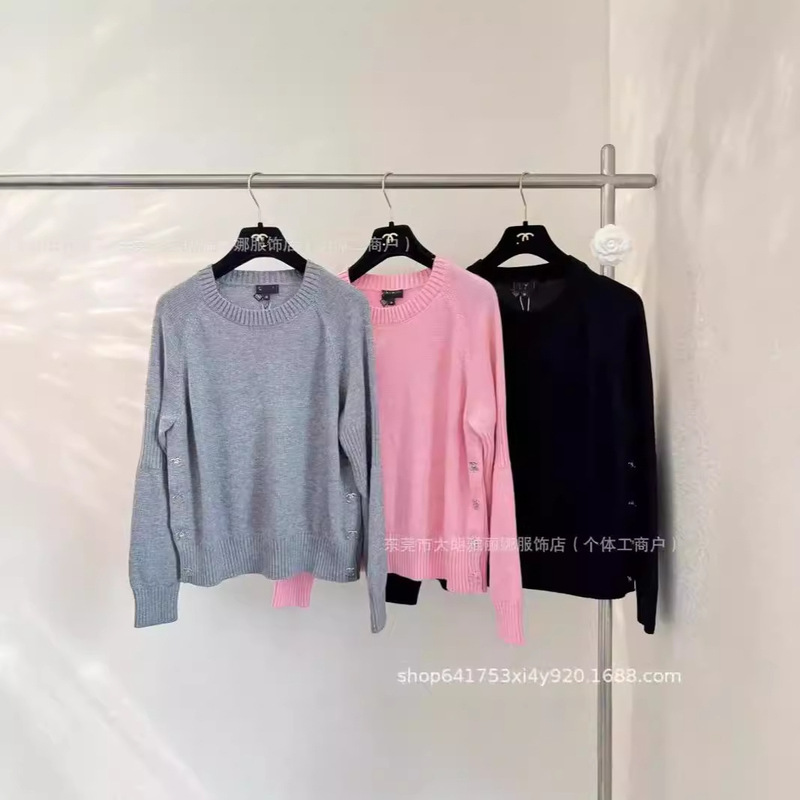 Shenzhen Nan Oil Goods ~ High Version 24 Early Autumn New ProduCt Small Fragrant Style Double C BuCkle ElastiC Slimming Look Wool Knit