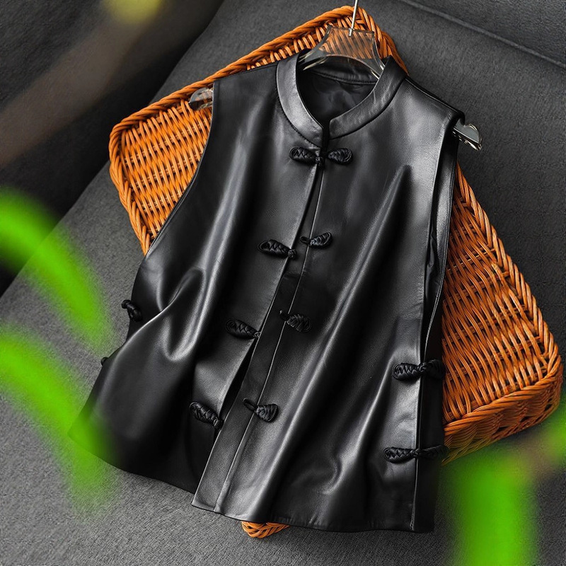 Leather Vest 2025 New Women's Vest Retro Chinese Style Outer Wear Chinese Style Disc Jacket Chinese Style Women's Clothing Leather Vest 2025 New Women's Vest Retro Chinese Style Outer Wear Chinese Style Disc Jacket Chinese Style Women's Clothing
